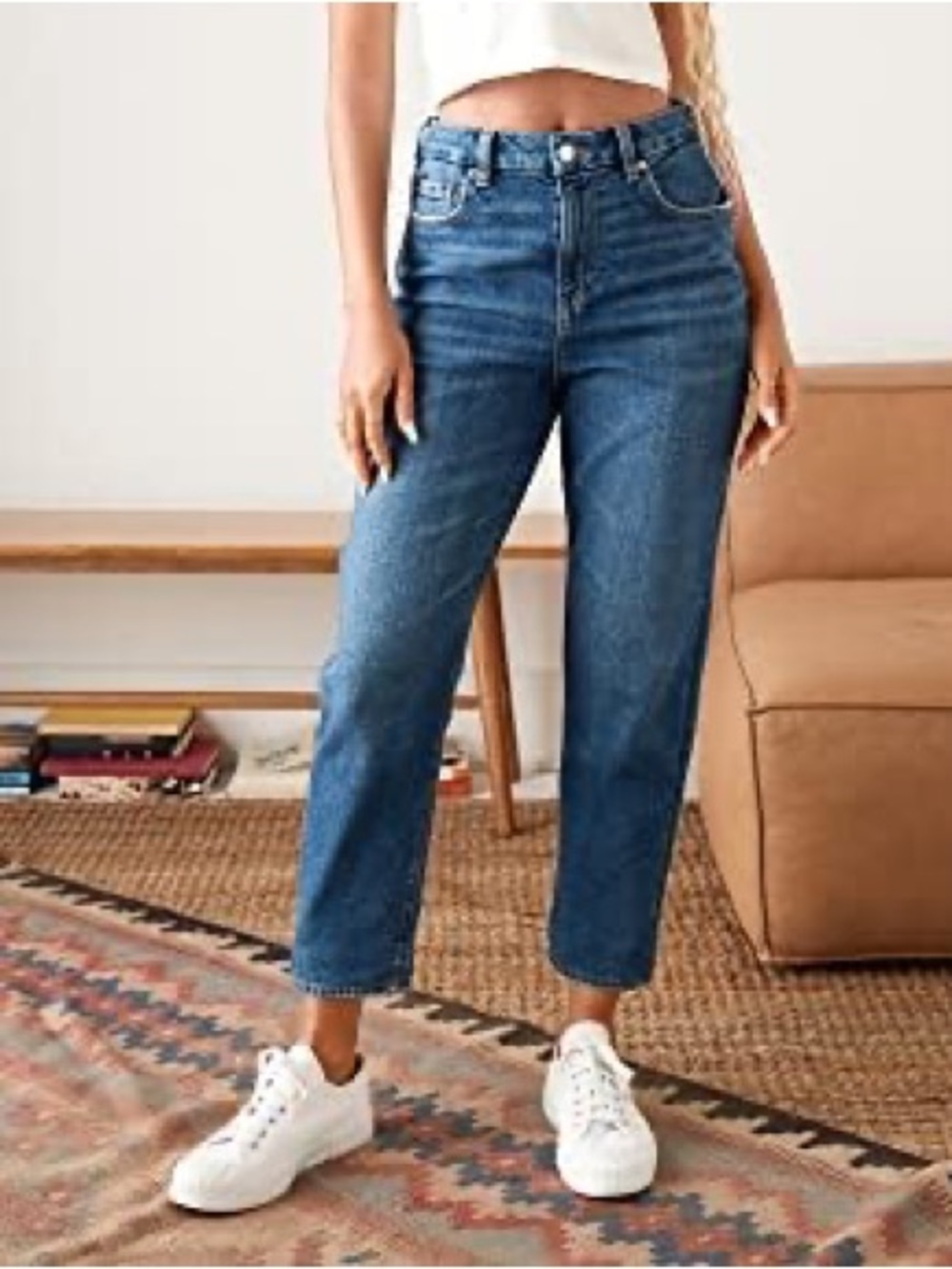 NWT American Eagle Curvy Mom Jean 90s Style Emotional Blue Stretch 4/27W